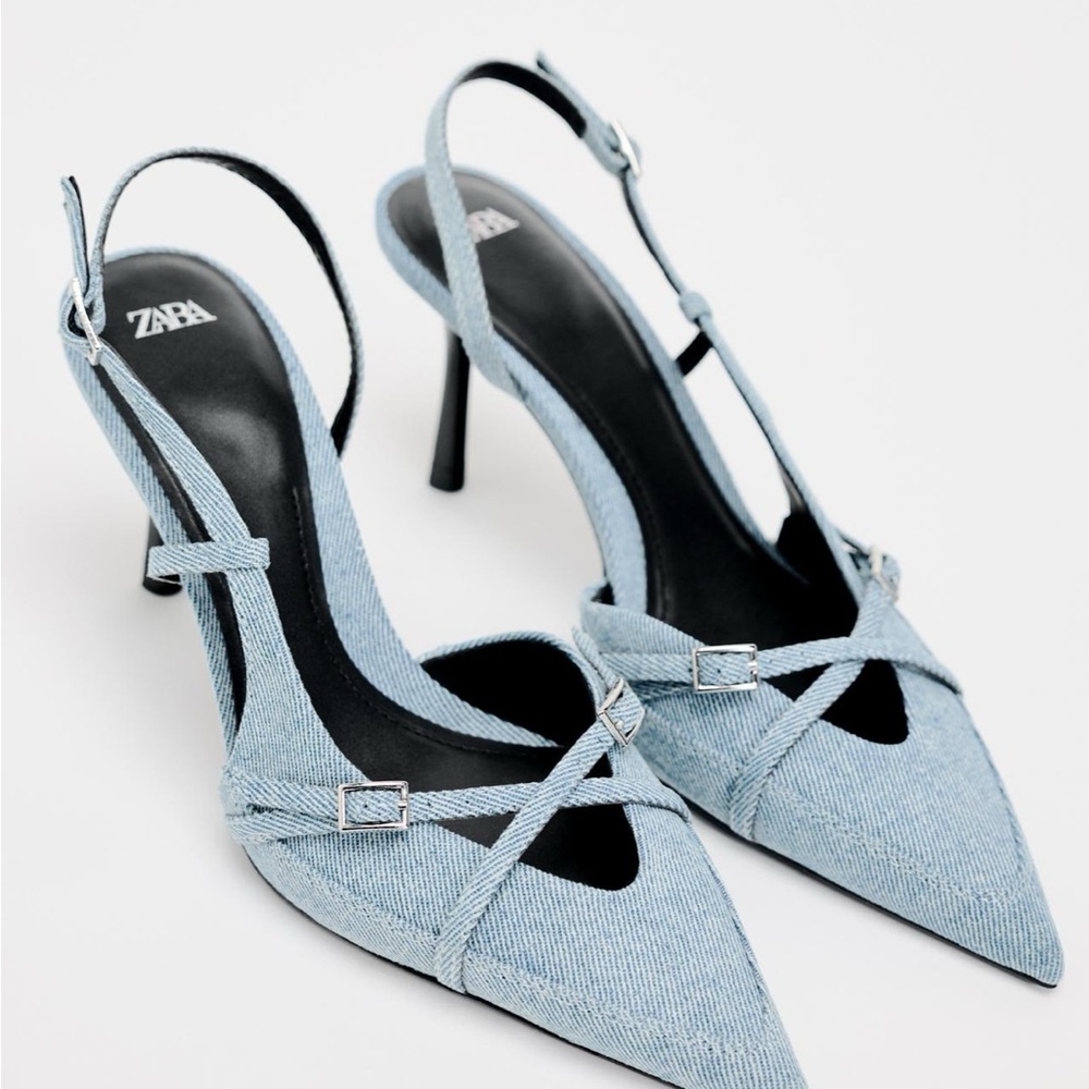 Heeled denim shoes ZARA